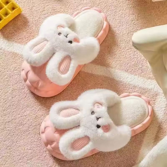 Removable waterproof cotton slippers for women's winter home cute indoor home non-slip thick-soled confinement shoes warmth